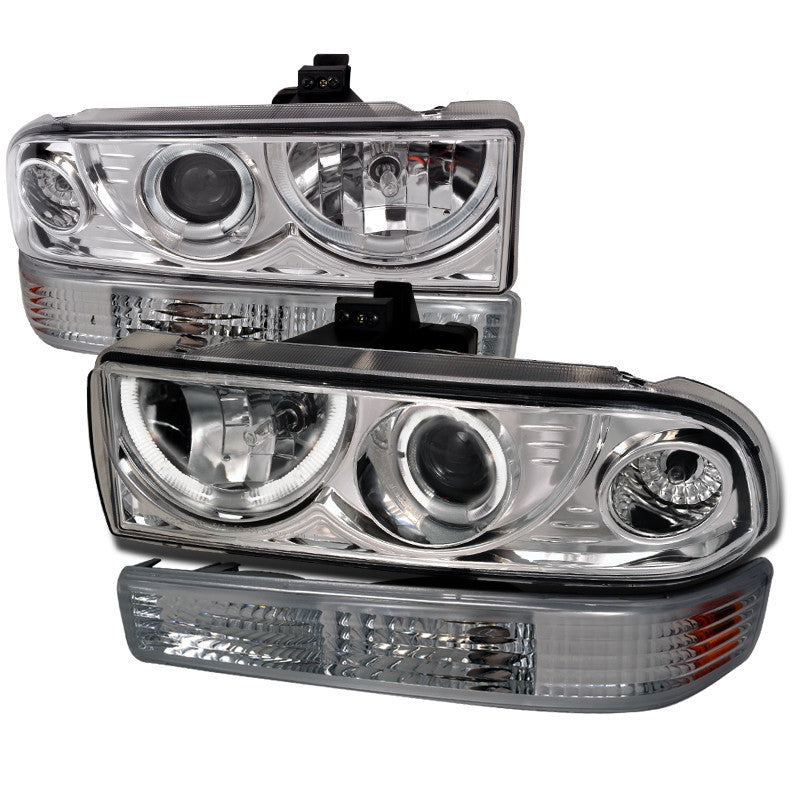 98-04 CHEVY S10 HEADLIGHT COMBO PROJECTOR HEADLIGHT CHROME WITH BUMPER LIGHT