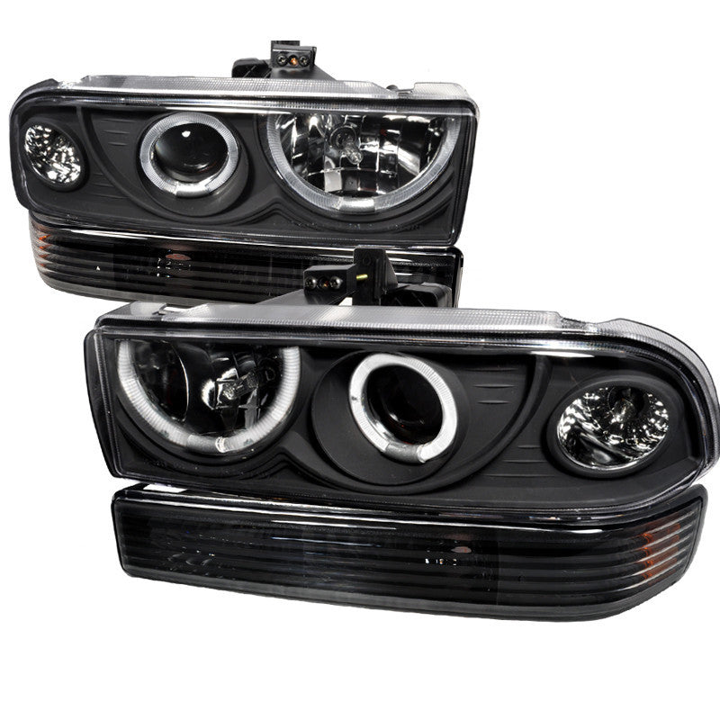 98-04 CHEVY S10 HEADLIGHT COMBO PROJECTOR HEADLIGHT BLACK WITH BUMPER LIGHT