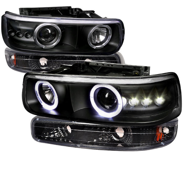 99-03 CHEVY SILVERADO HEADLIGHT COMBO PROJECTOR HEADLIGHT BLACK HOUSING WITH BUMPER LIGHT
