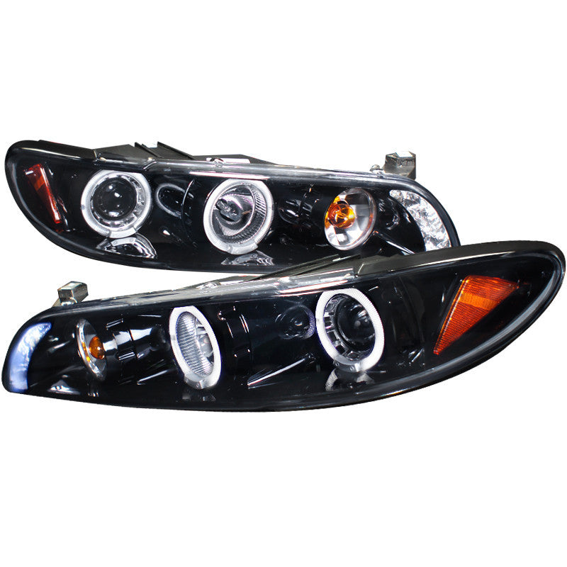97-03 PONTIAC GRAND PRIX HEADLIGHT 1 PIECE PROJECTOR HEADLIGHT GLOSS BLACK SMOKE LENS