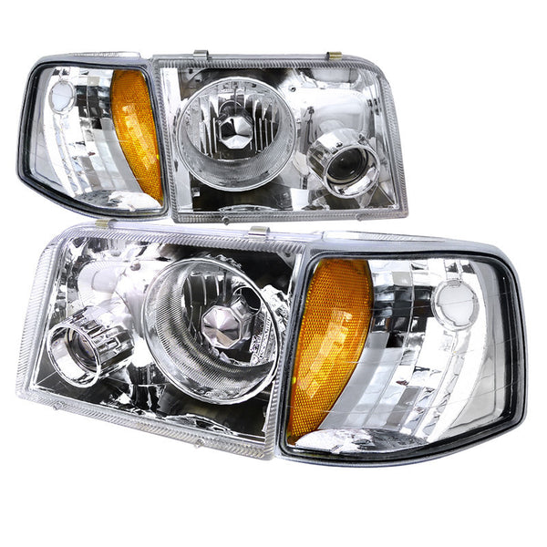 93-97 FORD RANGER HEADLIGHT COMBO PROJECTOR HEADLIGHT CHROME WITH CORNER LIGHT