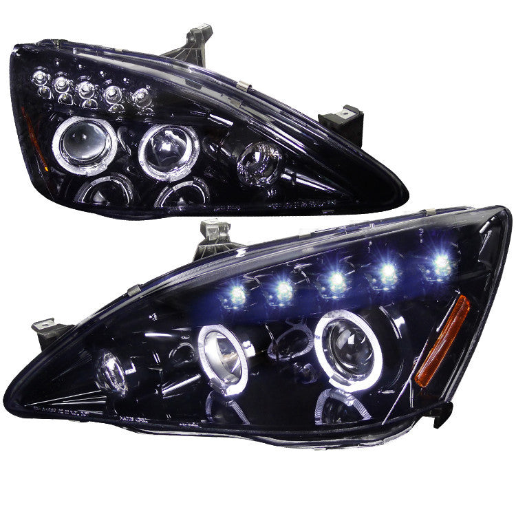 03-07 HONDA ACCORD HEADLIGHT SMOKED LENS GLOSS BLACK HOUSING PROJECTOR HEADLIGHTS