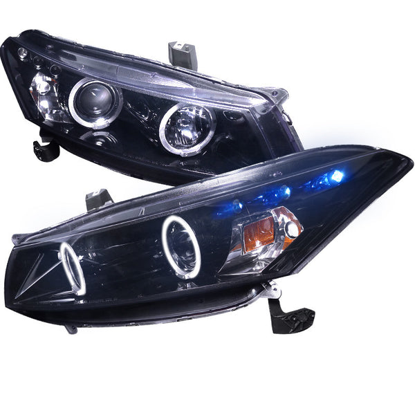 08-UP HONDA ACCORD HEADLIGHT SMOKED LENS GLOSS BLACK HOUSING PROJECTOR HEADLIGHTS