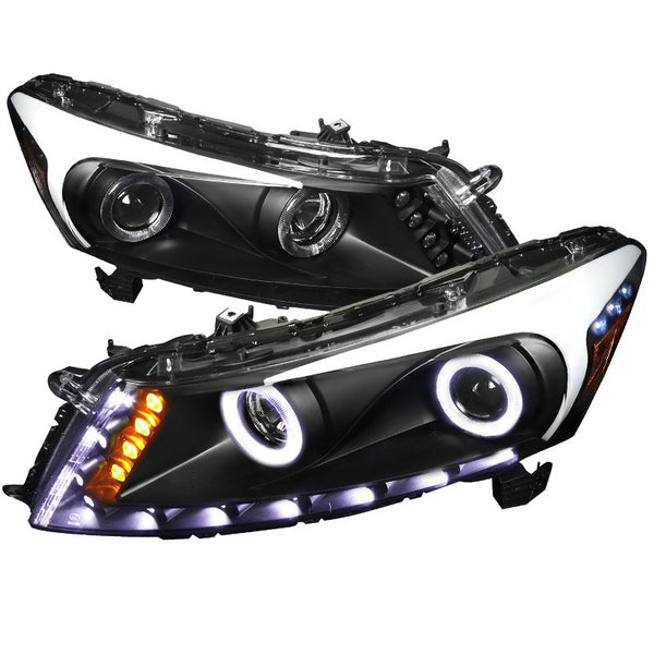 08-UP HONDA ACCORD HEADLIGHT HALO LED PROJECTOR HEADLIGHT BLACK HOUSING