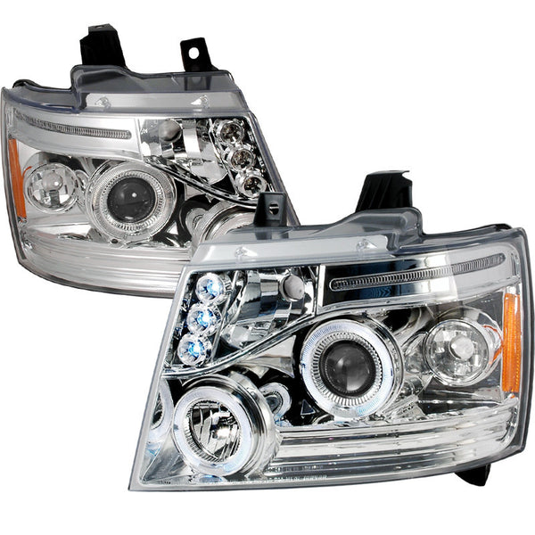 07-12 CHEVY AVALANCHE HEADLIGHT HALO LED PROJECTOR CHROME
