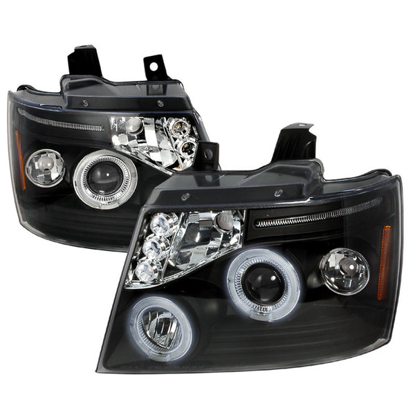 07-12 CHEVY AVALANCHE HEADLIGHT HALO LED PROJECTOR BLACK
