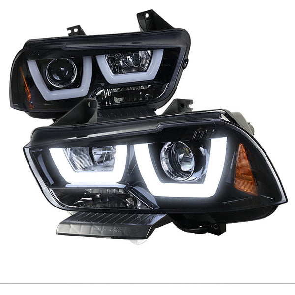 11-14 DODGE CHARGER HEADLIGHT PROJECTOR HEADLIGHT- GLOSSY BLACK WITH U-SHAPE HALO