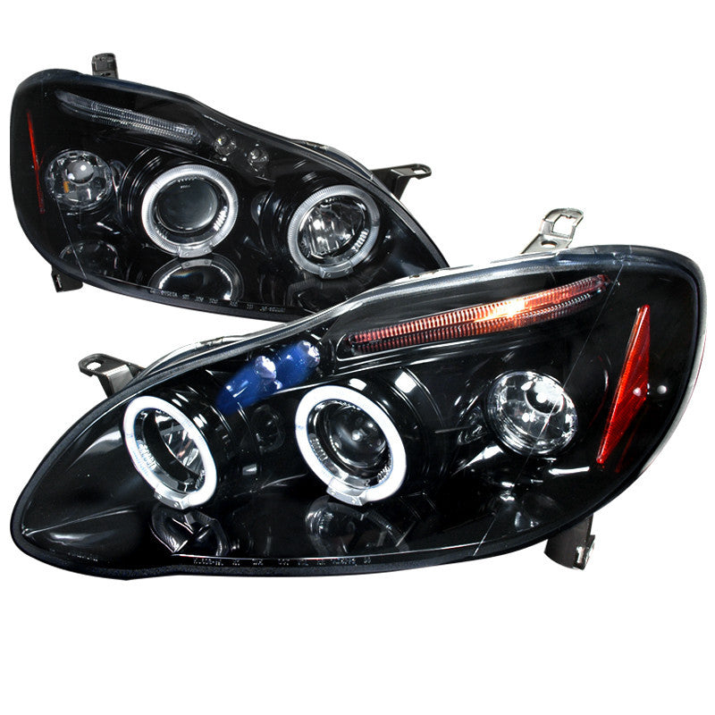 03-08 TOYOTA COROLLA HEADLIGHT HALO PROJECTOR HEADLIGHT GLOSS BLACK HOUSING SMOKE LENS
