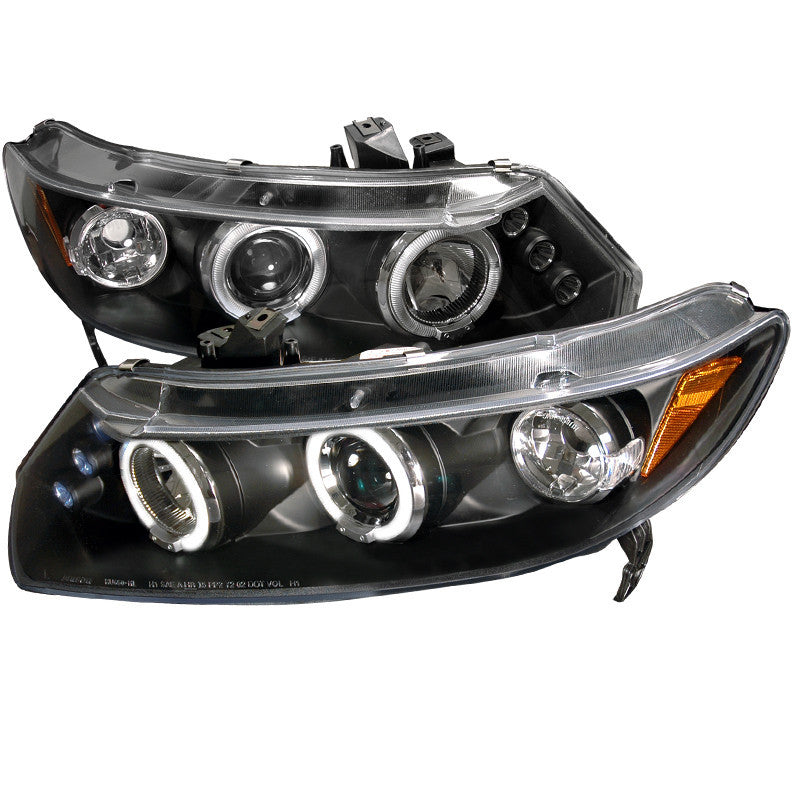 06-11 HONDA CIVIC HEADLIGHT HALO LED PROJECTOR BLACK