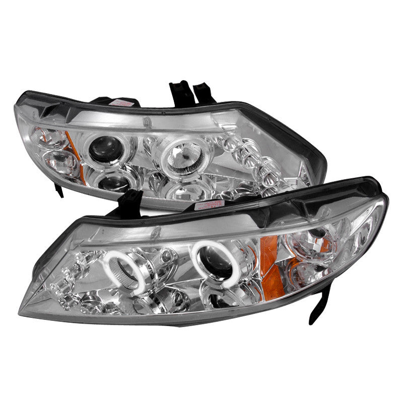 2006-2011 HONDA CIVIC HEADLIGHT HALO LED PROJECTOR CHROME