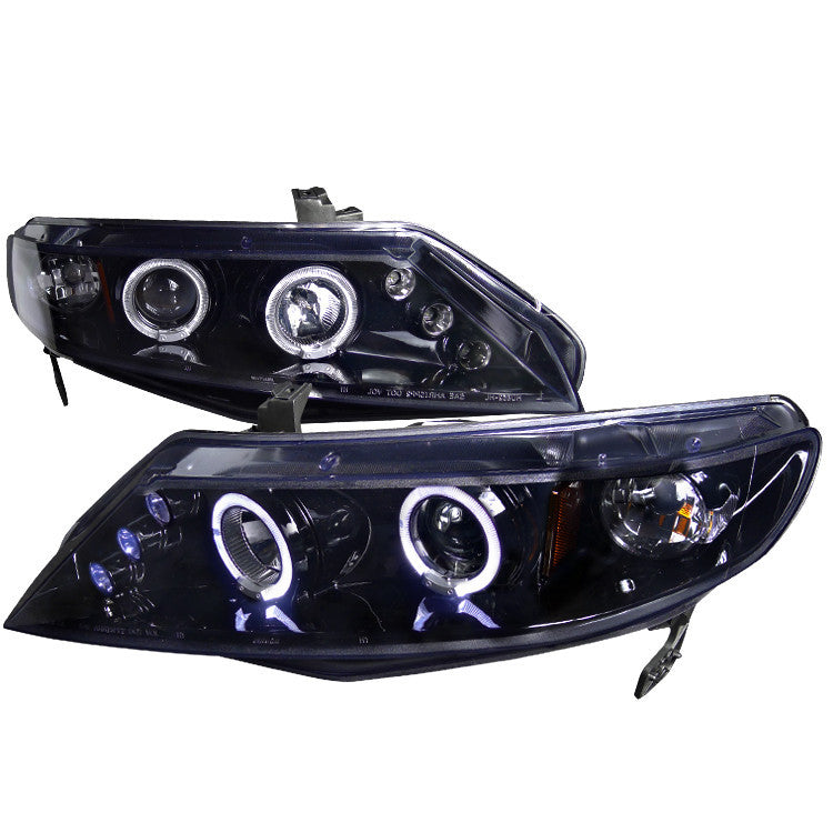 06-10 HONDA CIVIC HEADLIGHT SMOKED LENS GLOSS BLACK HOUSING PROJECTOR HEADLIGHTS