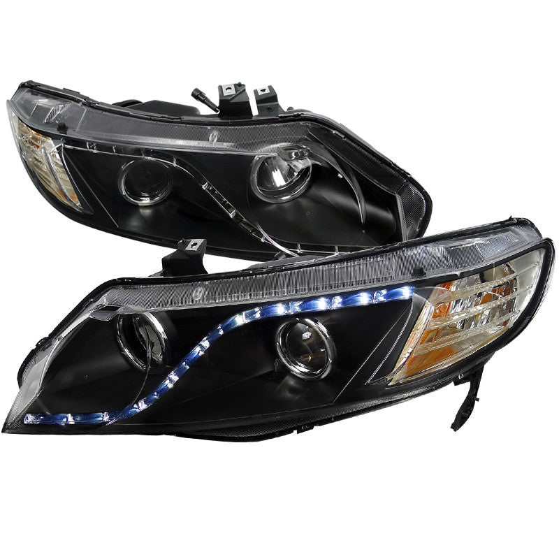 06-11 HONDA CIVIC HEADLIGHT 06-11 HONDA CIVIC 4 DOORS R8 STYLE PROJECTOR HEADLIGHT BLACK