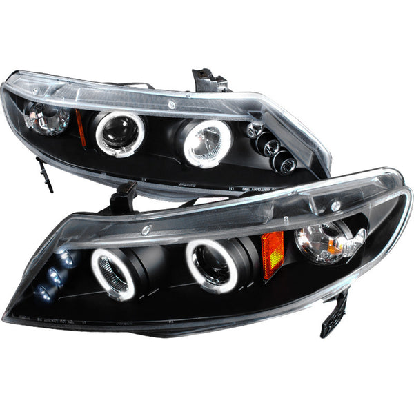 2006-2011 HONDA CIVIC HEADLIGHT HALO LED PROJECTOR BLACK