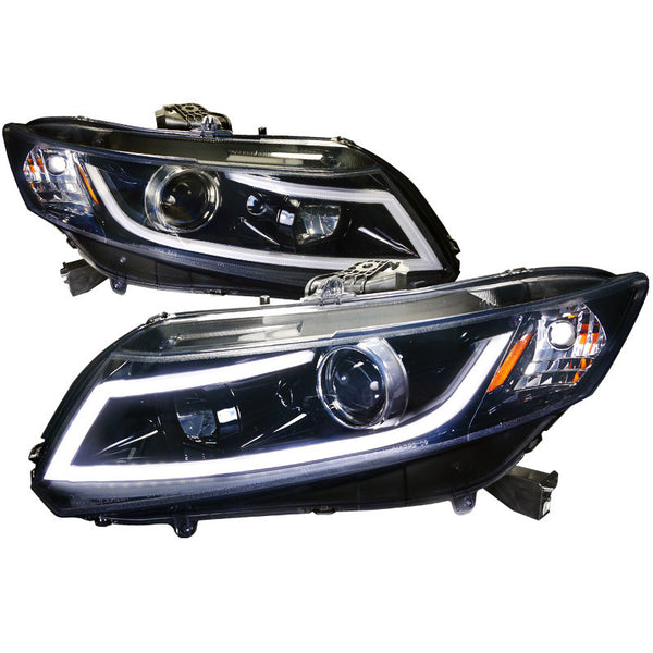 12-UP HONDA CIVIC HEADLIGHT R8 STYLE LED PROJECTOR HEADLIGHT GLOSS BLACK HOUSING SMOKE LENS