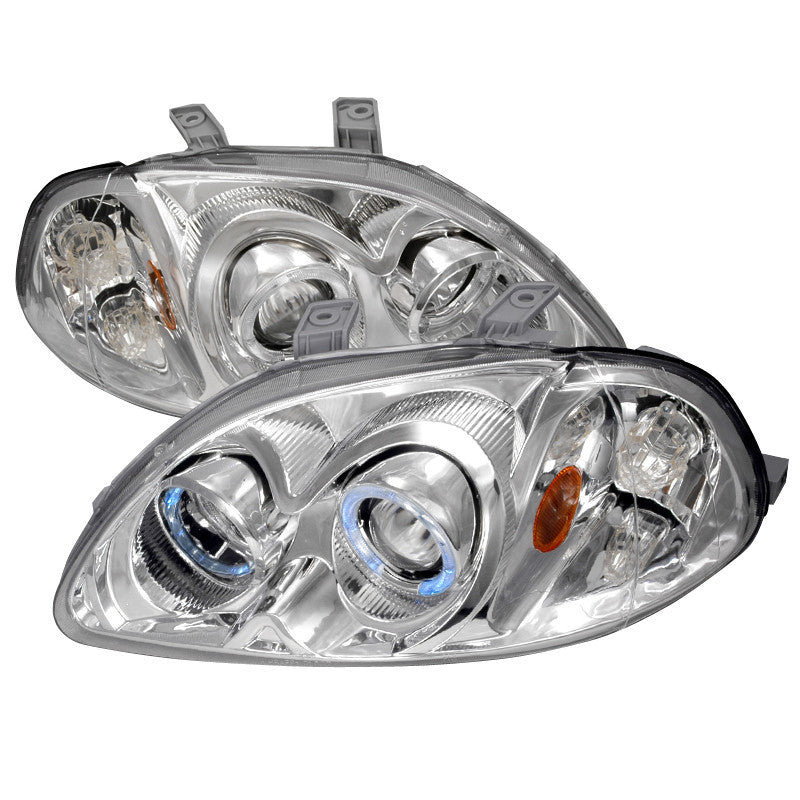 96-98 HONDA CIVIC HEADLIGHT HALO PROJECTOR HEADLIGHTS CHROME
