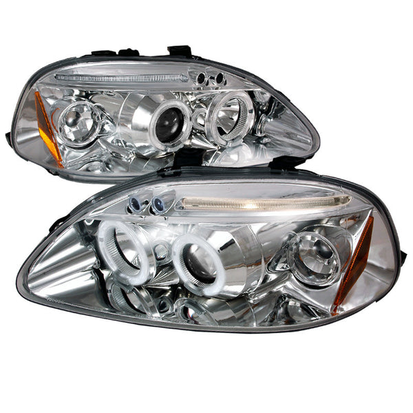 96-98 HONDA CIVIC HEADLIGHT HALO LED PROJECTOR CHROME