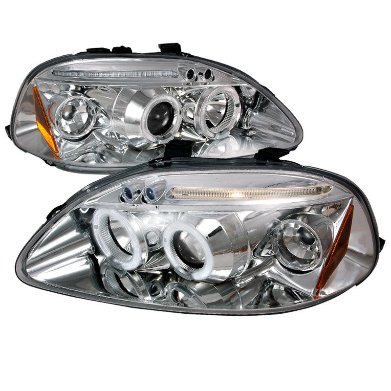 96-98 HONDA CIVIC HEADLIGHT HALO LED PROJECTOR CHROME