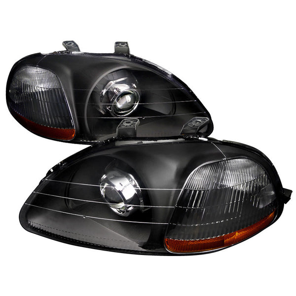 96-98 HONDA CIVIC HEADLIGHT PROJECTOR HEADLIGHT BLACK HOUSING