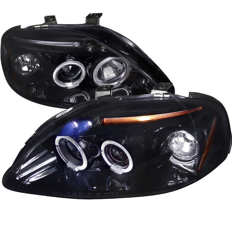 99-00 HONDA CIVIC HEADLIGHT SMOKED LENS GLOSS BLACK HOUSING PROJECTOR HEADLIGHTS