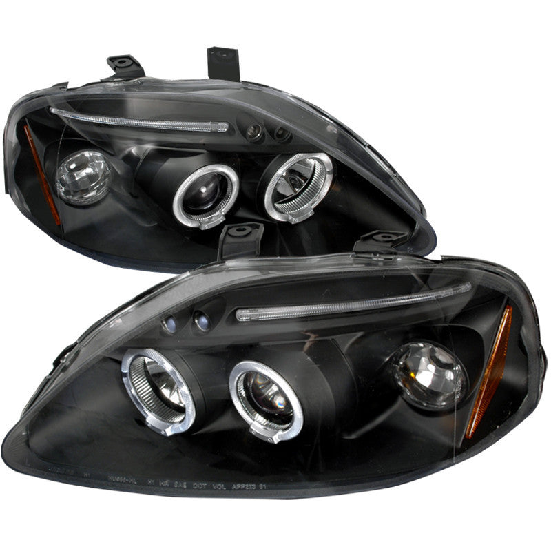 99-00 HONDA CIVIC HEADLIGHT HALO LED PROJECTOR BLACK
