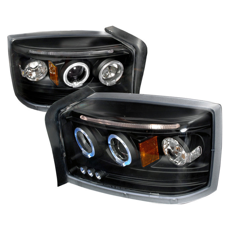 05-07 DODGE DAKOTA HEADLIGHT HALO LED PROJECTOR BLACK