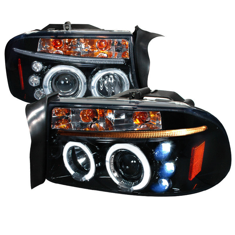 97-04 DODGE DAKOTA HEADLIGHT HALO PROJECTOR HEADLIGHT GLOSS BLACK HOUSING SMOKE LENS