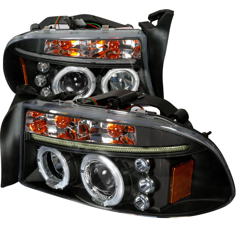98-03 DODGE DURANGO HEADLIGHT HALO LED PROJECTOR BLACK