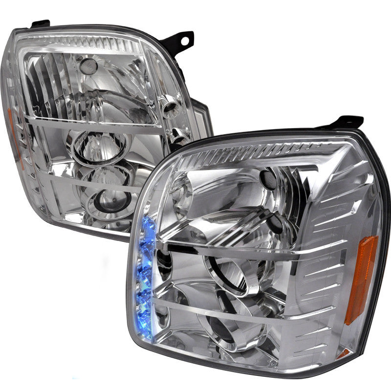 07-10 GMC DENALI HEADLIGHT HALO LED PROJECTOR CHROME