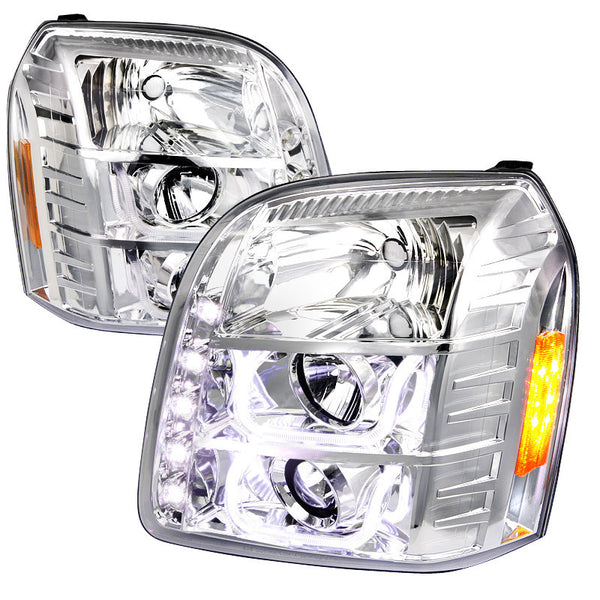 07-12 GMC YUKON HEADLIGHT U SHAPED HALO PROJECTOR CHROME