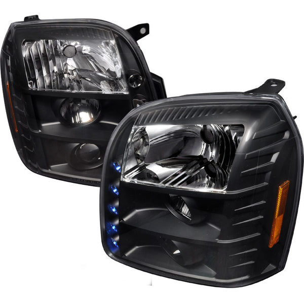 07-10 GMC DENALI HEADLIGHT HALO LED PROJECTOR BLACK