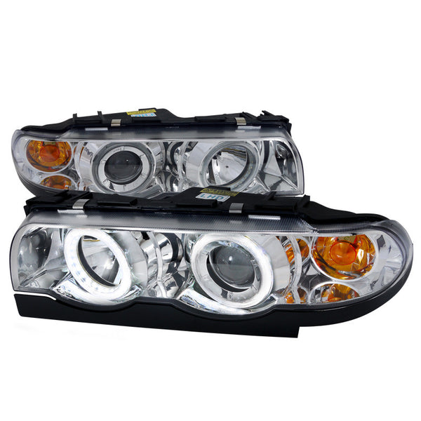 95-02 BMW E38 HEADLIGHT PRJECTOR HEADLIGHTS CHROME HOUSING DAY LIGHT RING