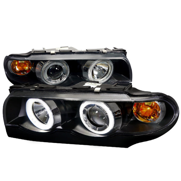 95-02 BMW E38 HEADLIGHT PRJECTOR HEADLIGHTS BLACK HOUSING DAY LIGHT RING