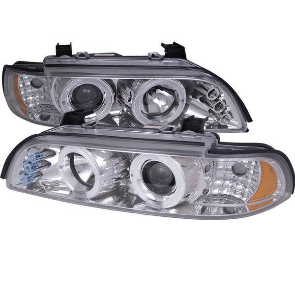 2001-2003 BMW 5-SERIES HEADLIGHT HALO PROJECTOR HEADLIGHT GLOSS BLACK HOUSING SMOKE LENS