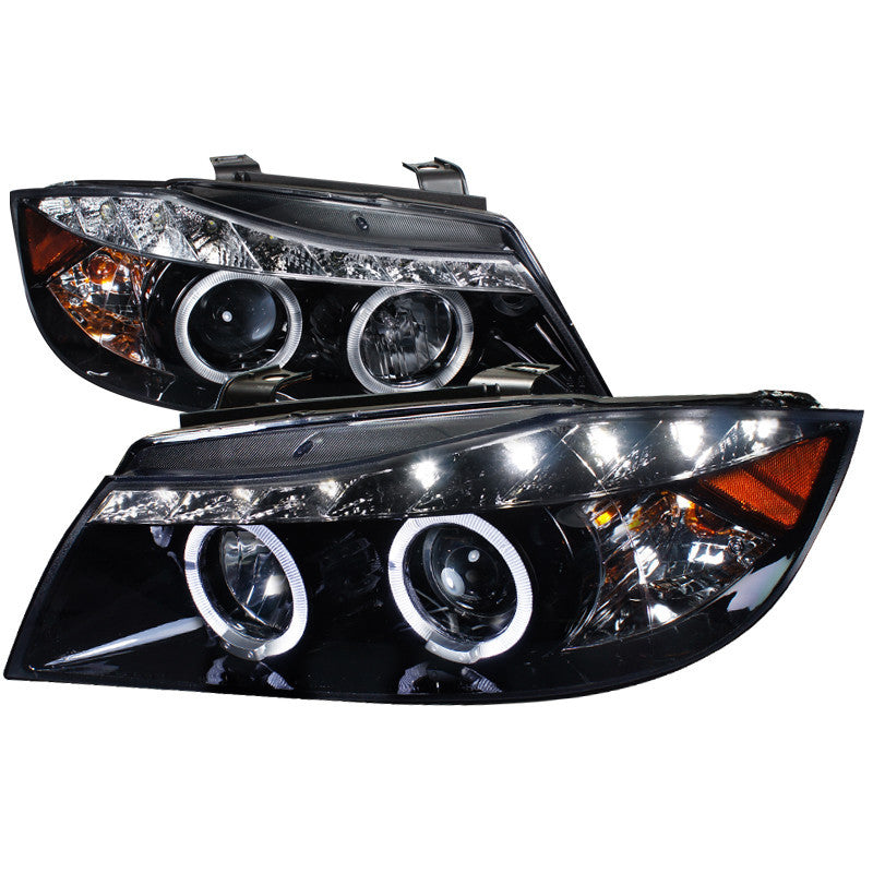 06-08 BMW E90 HEADLIGHT R8 STYLE PROJECTOR HEADLIGHT GLOSS BLACK HOUSING SMOKE LENS 4D SEDAN ONLY