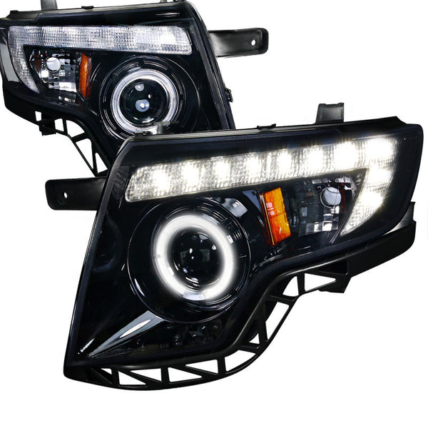 07-10 FORD EDGE HEADLIGHT SMOKED LENS GLOSS BLACK HOUSING PROJECTOR HEADLIGHTS