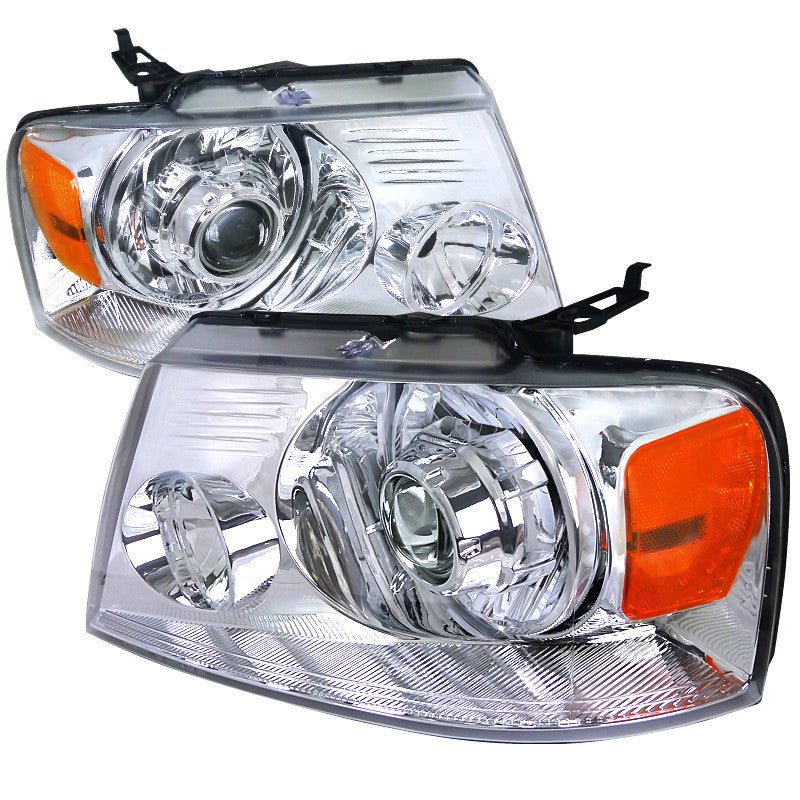 04-08 FORD F150 HEADLIGHT PROJECTOR HEADLIGHTS CHROME HOUSING