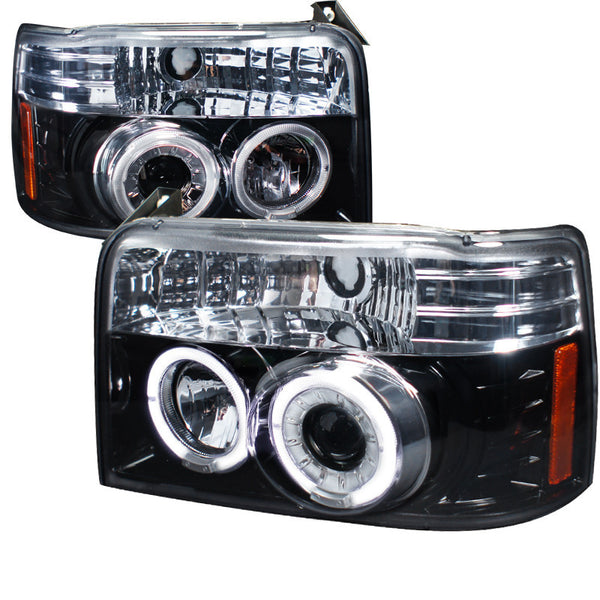 92-96 FORD F150 HEADLIGHT PROJECTOR HEADLIGHT GLOSS BLACK HOUSING WITH SMOKED LENS