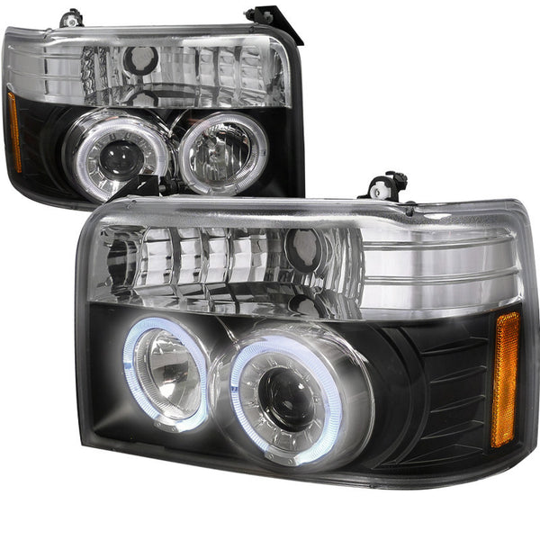 92-96 FORD F150 HEADLIGHT PROJECTOR HEADLIGHTS BLACK HOUSING