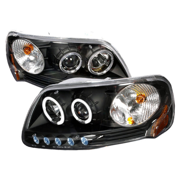 97-03 FORD F150 HEADLIGHT HALO PROJECTOR HEADLIGHTS BLACK
