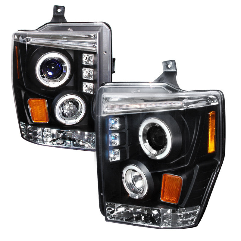 08-10 FORD F250 HEADLIGHT HALO LED PROJECTOR BLACK