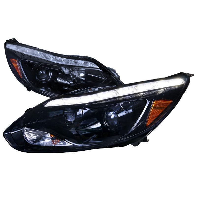 12-UP FORD FOCUS HEADLIGHT PROJECTOR HEADLIGHT - GLOSSY BLACK
