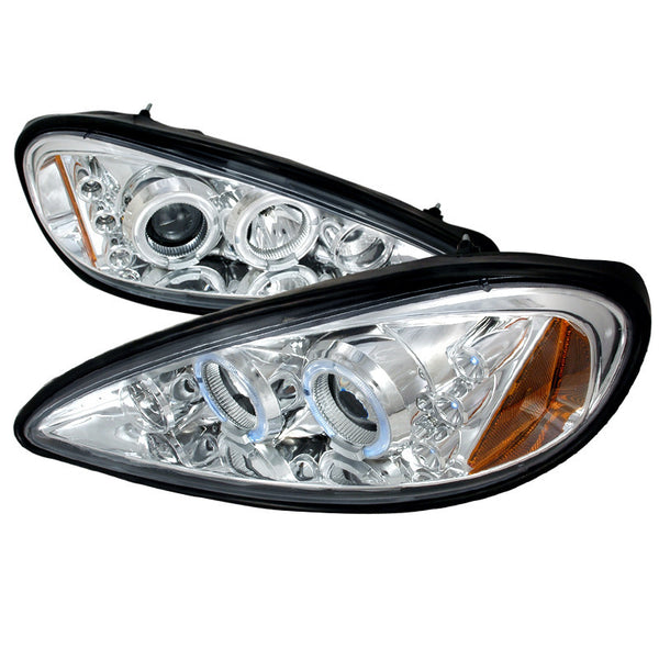99-05 PONTIAC GRAND AM HEADLIGHT HALO LED PROJECTOR CHROME