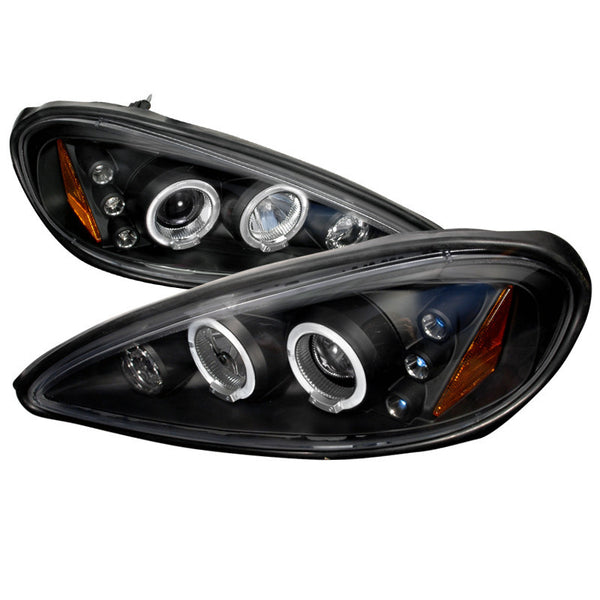 99-05 PONTIAC GRAND AM HEADLIGHT HALO LED PROJECTOR BLACK