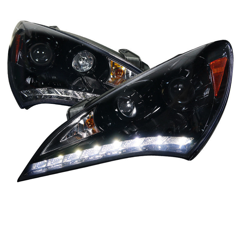 10-12 HYUNDAI GENESIS HEADLIGHT LED PROJECTOR HEADLIGHT GLOSS BLACK HOUSING SMOKE LENS