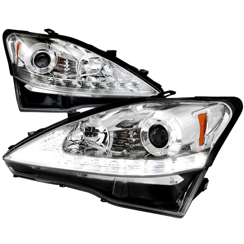 06-09 LEXUS IS250 HEADLIGHT LED PROJECTOR HEADLIGHT CHROME HOUSING