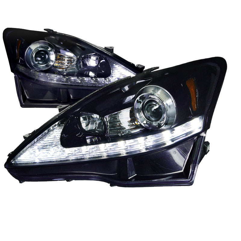 06-09 LEXUS IS250 HEADLIGHT LED PROJECTOR HEADLIGHT GLOSS BLACK HOUSING SMOKE LENS