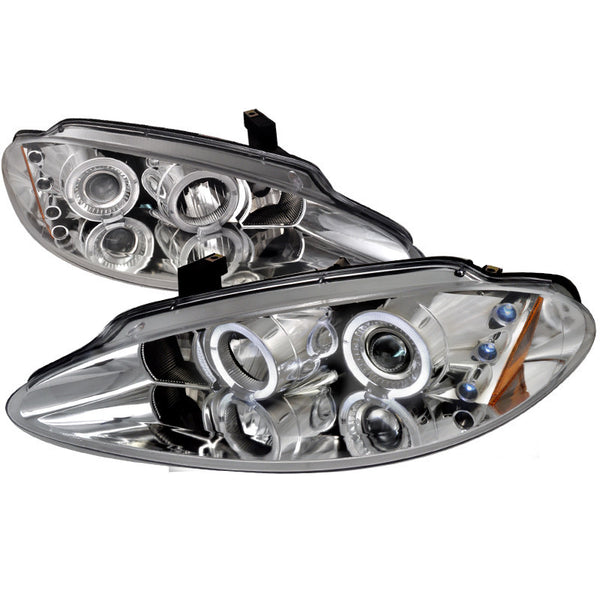 98-04 DODGE INTREPID HEADLIGHT R8 STYLE HALO LED PROJECTOR CHROME