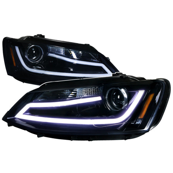 11-12 VOLKSWAGEN JETTA HEADLIGHT PROJECTOR HEADLIGHTS -GLOSSY BLACK