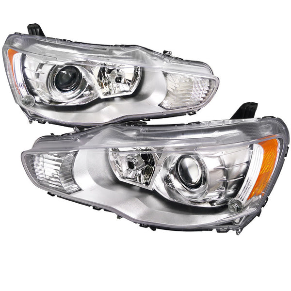 08-12 MITSUBISHI LANCER HEADLIGHT PROJECTOR HEADLIGHT CHROME HOUSING