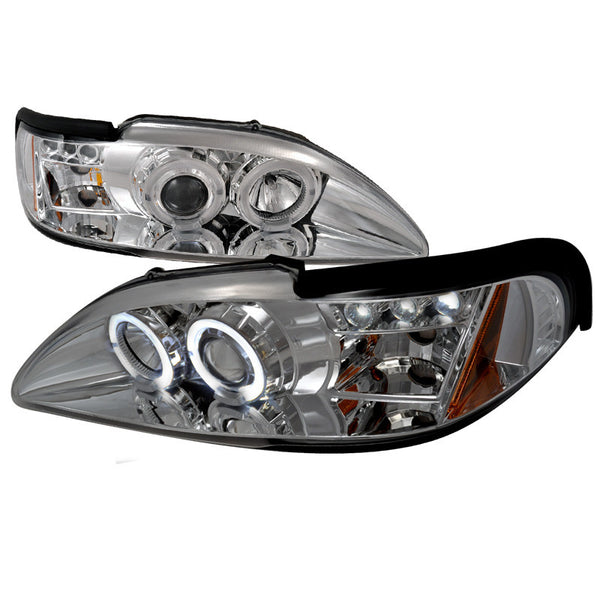 94-98 FORD MUSTANG HEADLIGHT HALO LED PROJECTOR CHROME